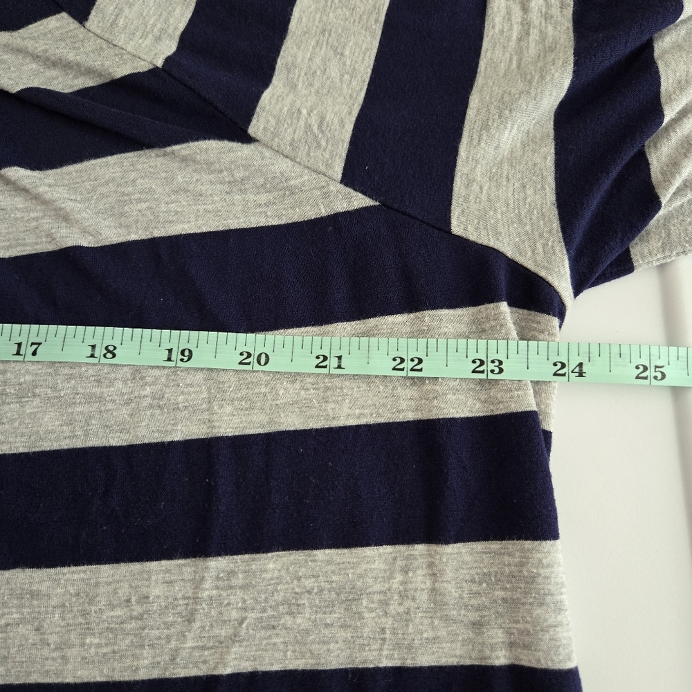 Lane Bryant Jersey Blouse Size 18/20 Blue Gray Striped Balloon Sleeve Light - Picture 8 of 12